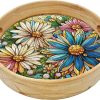 DIY Diamond Tray Round Diamond Art Painting Creative Design 
Handmade Wooden Tray Dinner Plate Diamond Art for Coffee Living Room Home 
Organizer Diameter 25.5cm-Daisy