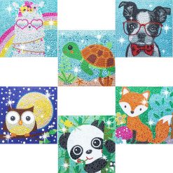 6 Pack 5D Diamond Painting Kits for Kids Beginners, Full Drill 
Cute Animals Diamond Art Kits, DIY Big Gem Art for Children Ages 
6-7-8-9-12, Home Wall Decor 6x6 Inch